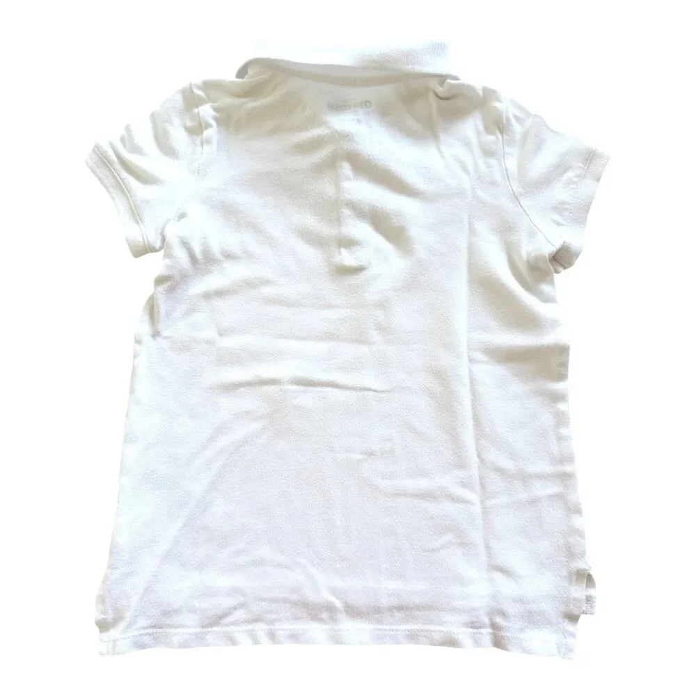 OshKosh B'Gosh Kids Size 6 6X White Short Sleeve Polo Shirt Uniform Boys Girls